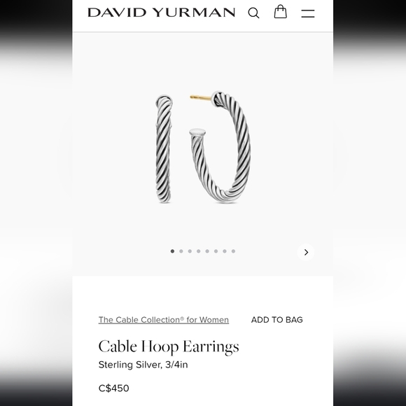 David Yurman Cable Twist Silver Hoop Earrings - Picture 9 of 10